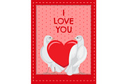 I Love you Poster with Doves Looking