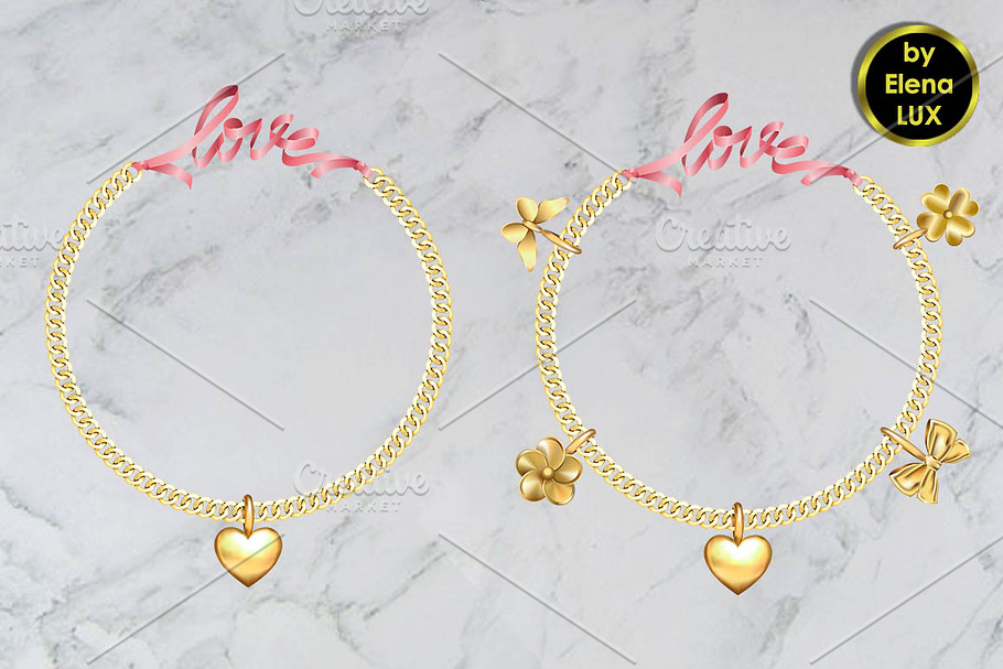 Love print with gold chain  in Objects - product preview 8