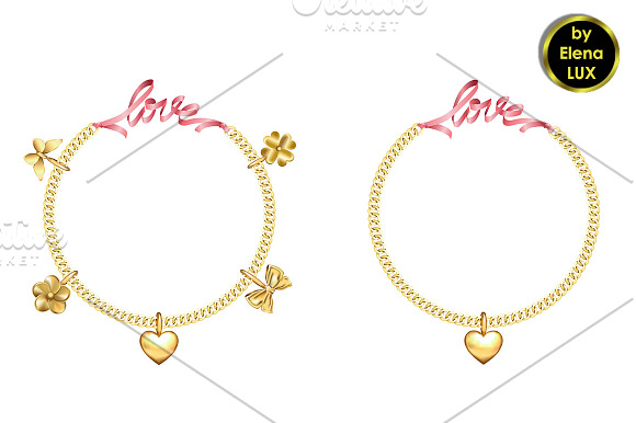 Love print with gold chain  in Objects - product preview 1