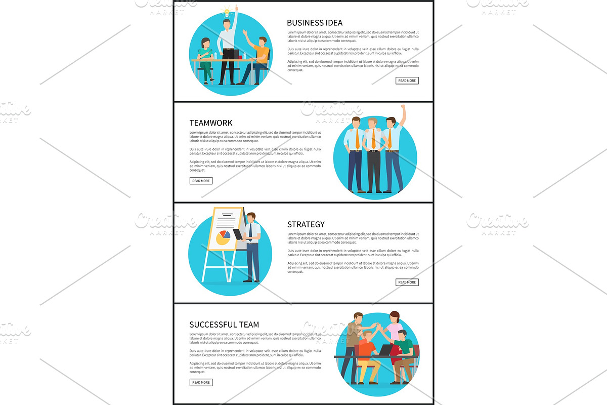 Three Successful Team Posters Vector in Illustrations - product preview 8