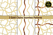 Gold chains seamless pattern set