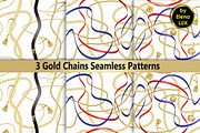 Gold chains seamless pattern set