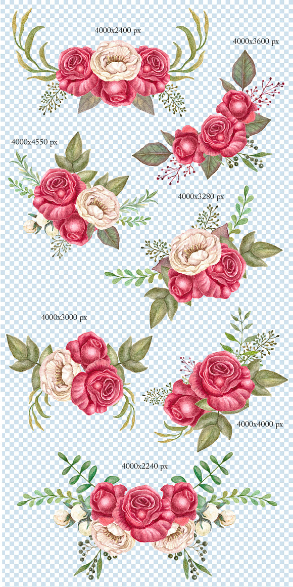 Red roses Bouquets clipart png in Illustrations - product preview 2