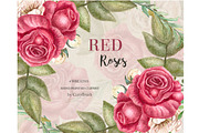 Red roses wreaths clipart wedding