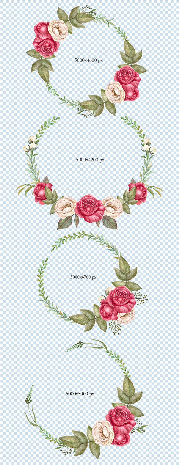 Red roses wreaths clipart wedding in Objects - product preview 2