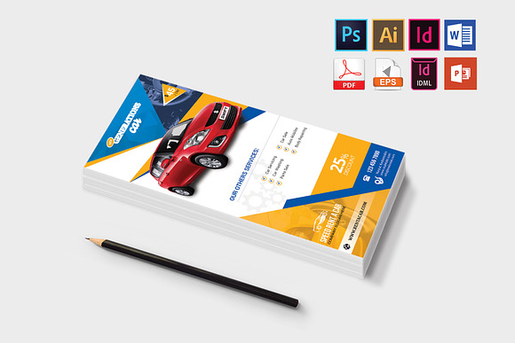 Rack Card | Rent A Car DL Flyer V-01 in Flyer Templates - product preview 1