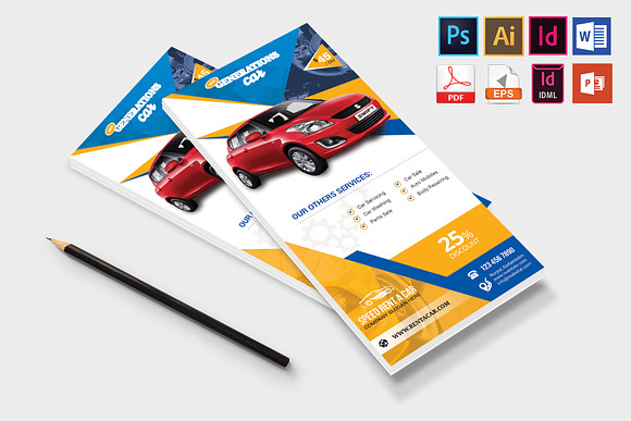 Rack Card | Rent A Car DL Flyer V-01 in Flyer Templates - product preview 3