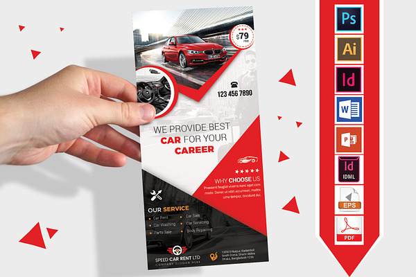 Rack Card | Rent A Car DL Flyer V-02
