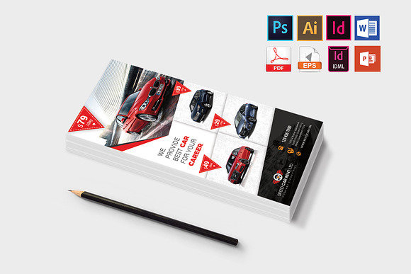 Rack Card | Rent A Car DL Flyer V-03 in Flyer Templates - product preview 1