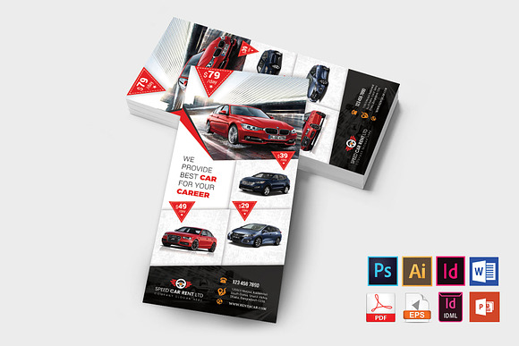 Rack Card | Rent A Car DL Flyer V-03 in Flyer Templates - product preview 2