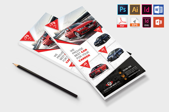 Rack Card | Rent A Car DL Flyer V-03 in Flyer Templates - product preview 3