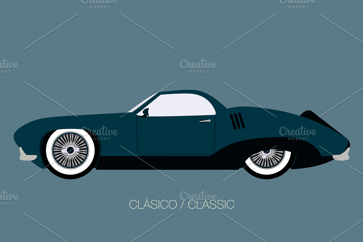 retro classical car in Illustrations - product preview 8