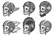 Motorcycle handmade drawing helmets