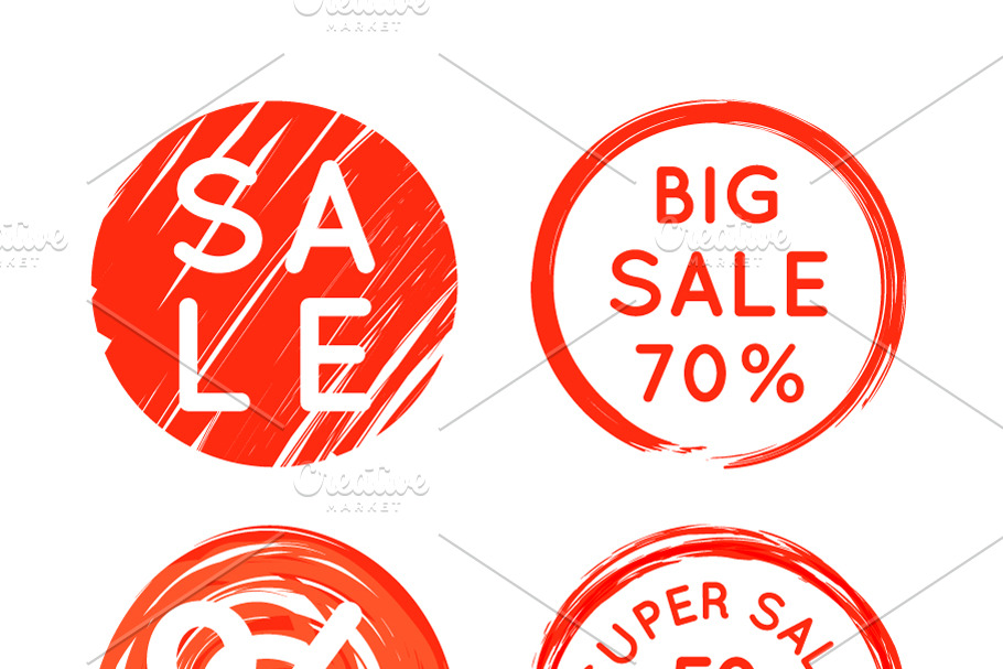 Bright red round sale badges in Objects - product preview 8