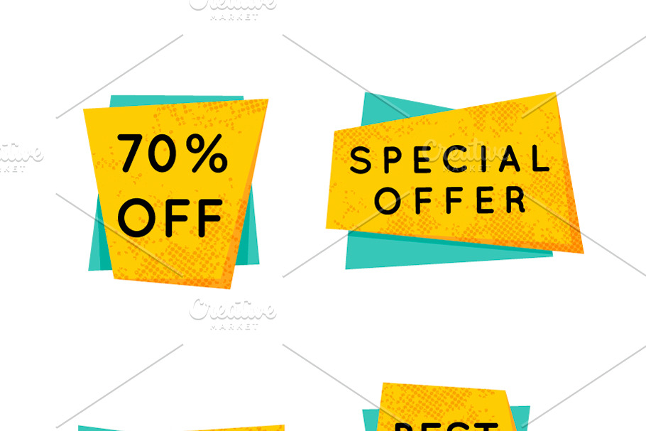 Yellow and green sale retro badges in Objects - product preview 8