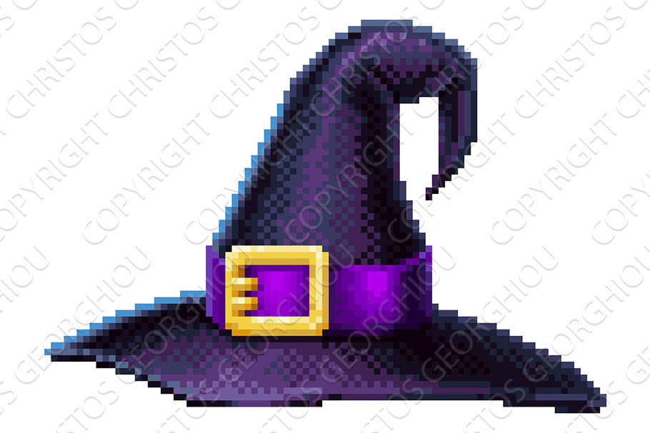 Witches Hat 8 Bit Arcade Video Game in Illustrations - product preview 8