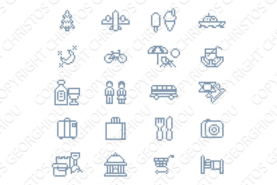 Pixel Art Tourist Icons 8 Bit Game in Illustrations - product preview 8