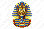 Egyptian Pharaoh Mask Icon Pixel Art