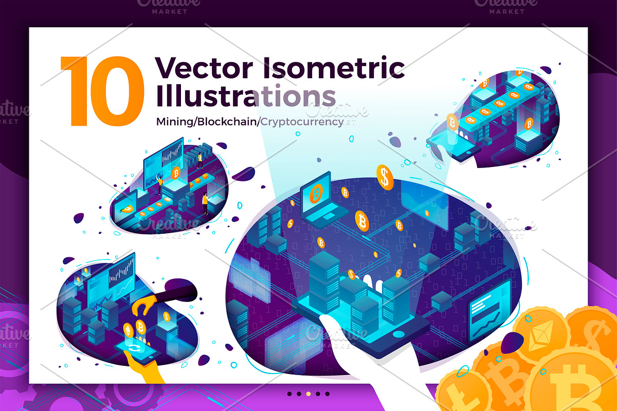 Crypto mining isometric vector set in Illustrations - product preview 8