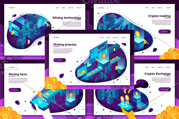 Crypto mining isometric vector set in Illustrations - product preview 2