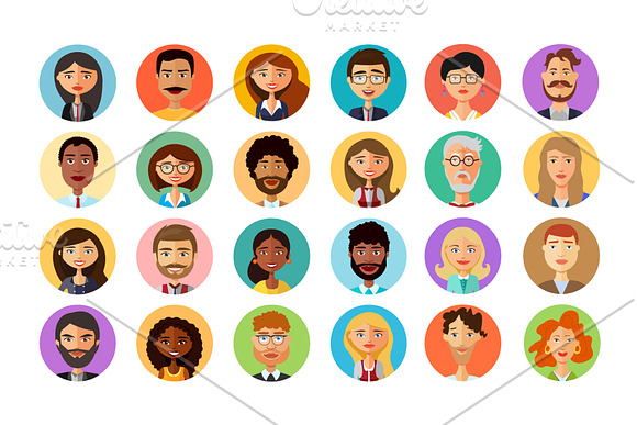 Vector avatars cartoon in Avatar Icons - product preview 1