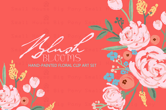 Blush Blooms - Watercolor Clip Art in Illustrations - product preview 1