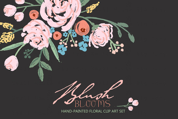 Blush Blooms - Watercolor Clip Art in Illustrations - product preview 2