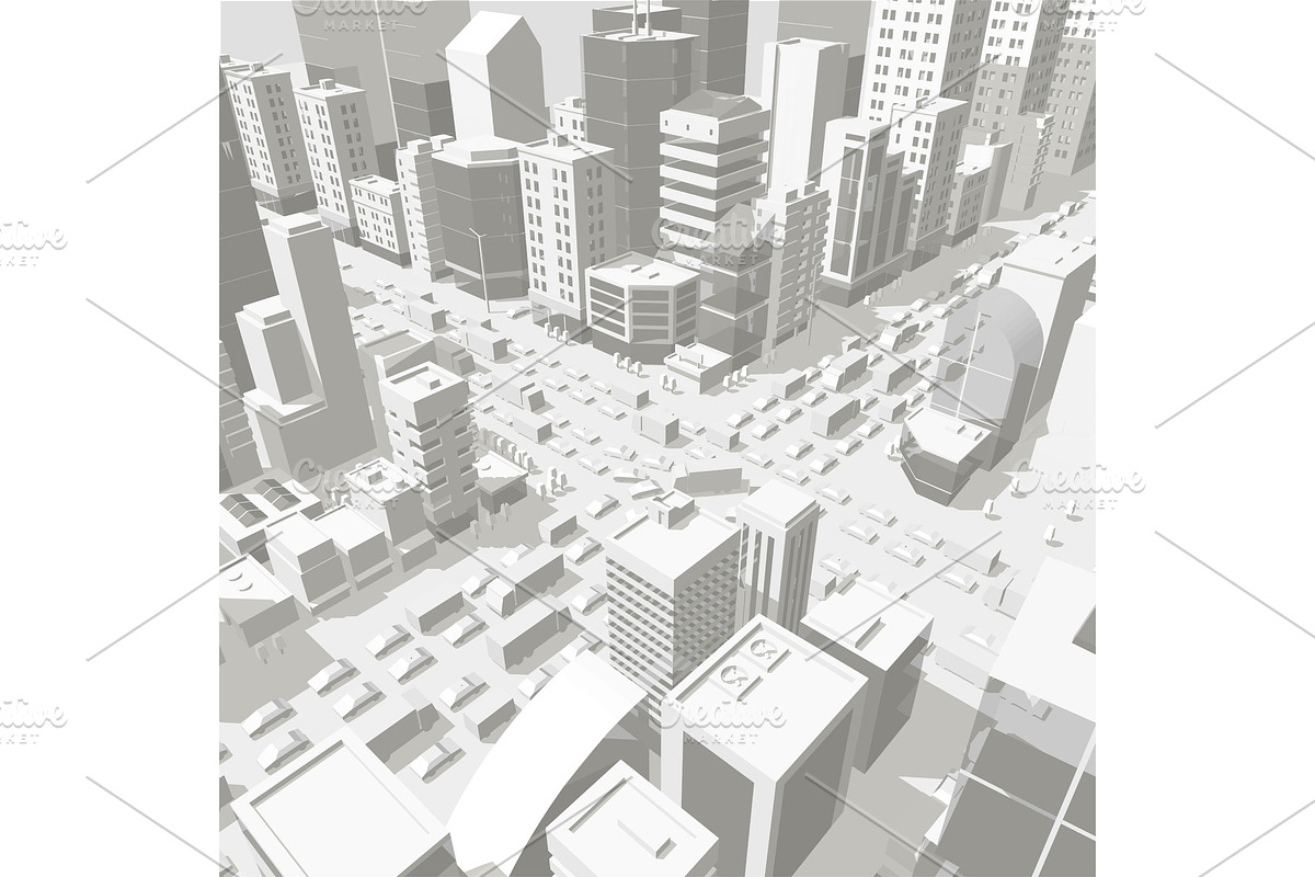 3d city buildings background street in Illustrations - product preview 8
