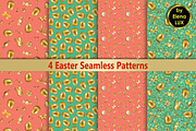 Easter Golden Seamless Patterns Set
