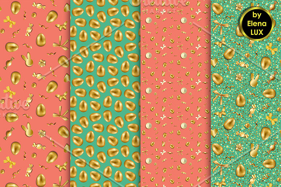 Easter Golden Seamless Patterns Set in Patterns - product preview 1