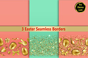 Easter Golden Seamless Borders Set