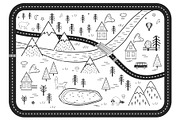 Black and White Kids Road Play Mat