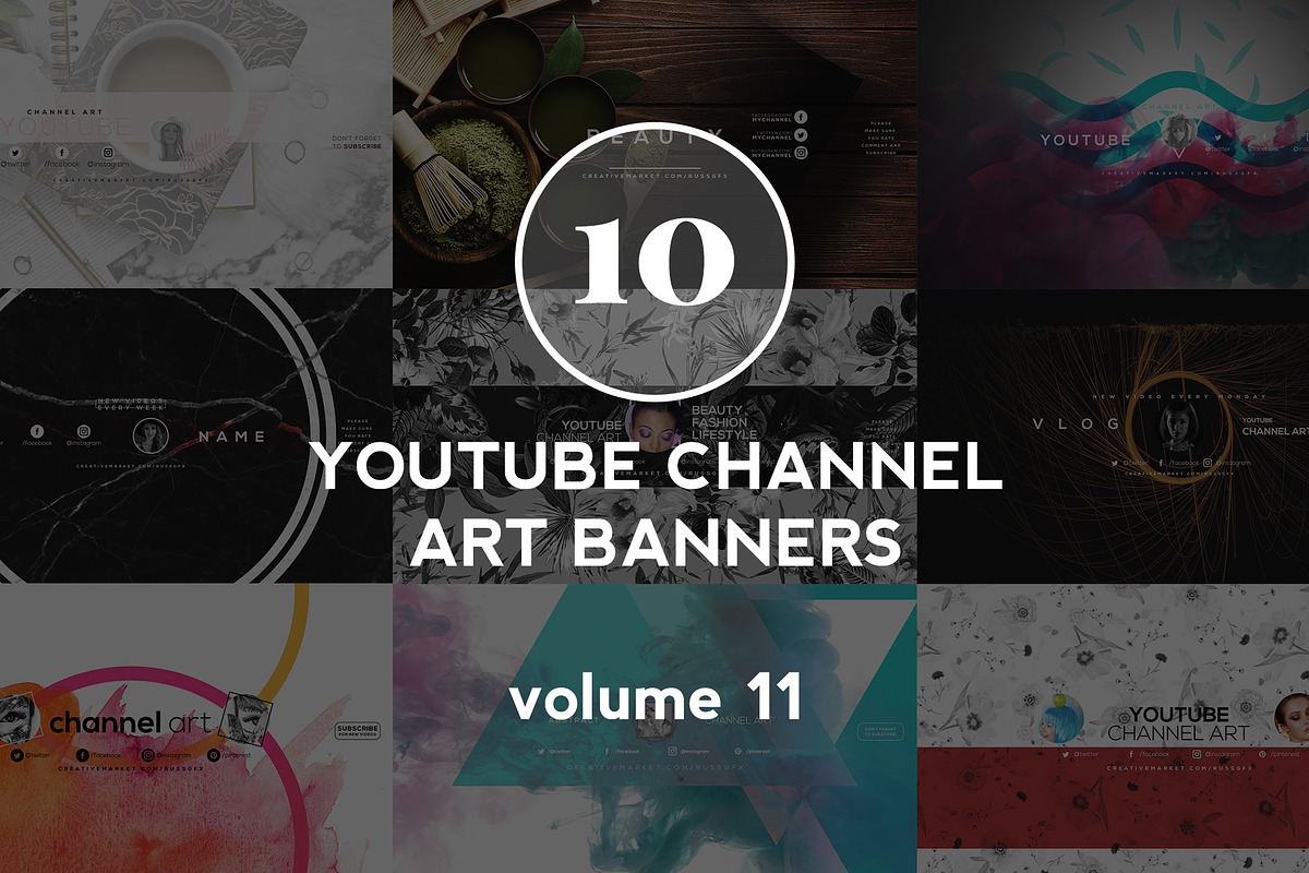 10 Youtube Channel Art Banners vol11 in YouTube Templates - product preview 8