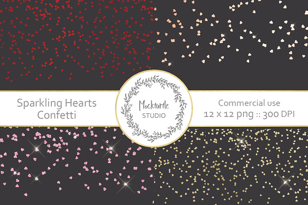 Sparkling Hearts Confetti Overlay