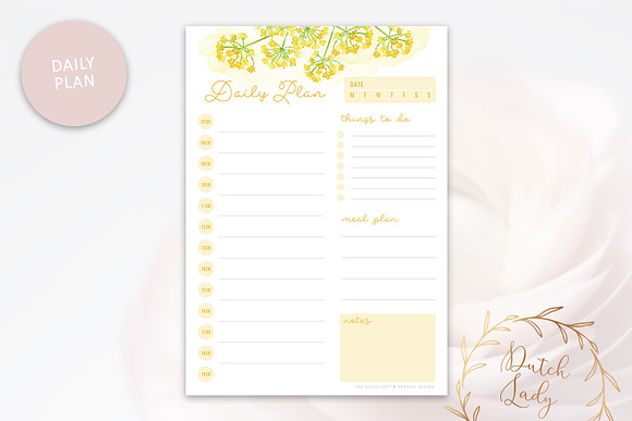 Printable Planner Pack Yellow Flower in Stationery Templates - product preview 1