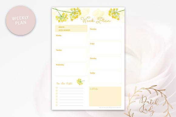 Printable Planner Pack Yellow Flower in Stationery Templates - product preview 2
