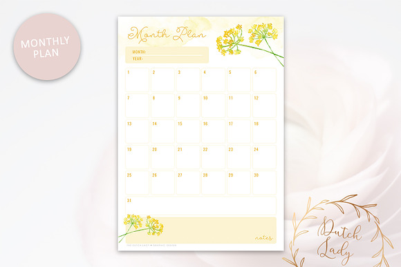 Printable Planner Pack Yellow Flower in Stationery Templates - product preview 3