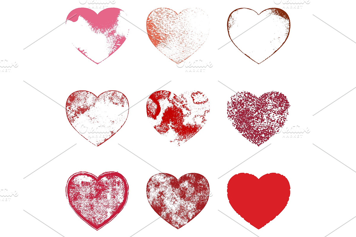 Distressed Hearts Set in Illustrations - product preview 8