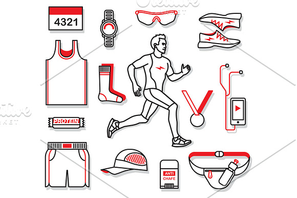 Running Equipment. EPS - JPEG - PNG in Illustrations - product preview 1