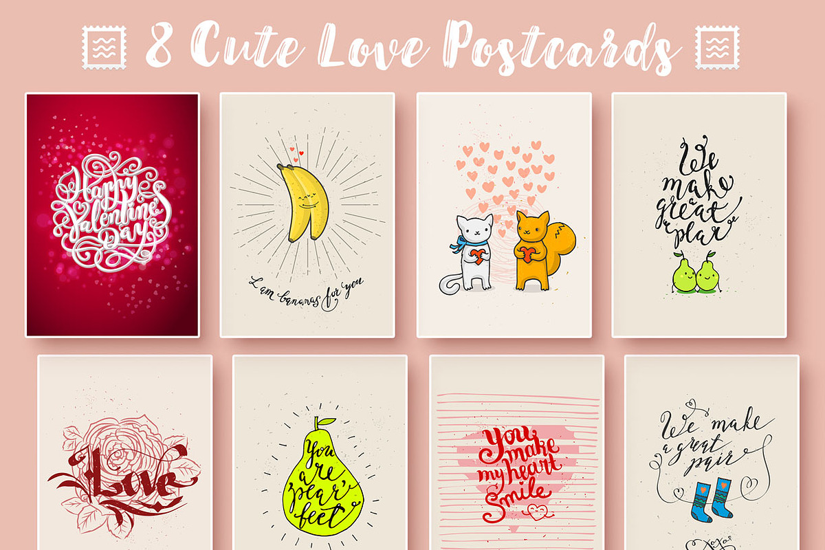 8 Funny cards on love theme in Illustrations - product preview 8