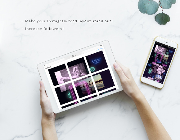 Instagram PUZZLE template - Neon in Instagram Templates - product preview 2