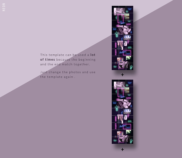 Instagram PUZZLE template - Neon in Instagram Templates - product preview 4