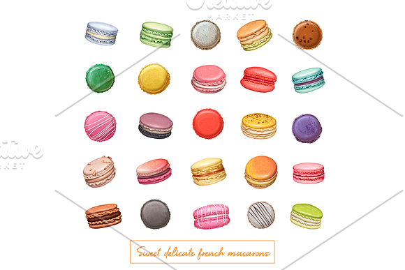 Delicious macarons. Handdrawn vector in Illustrations - product preview 11