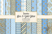Blue and Gold Glitter Digital Paper
