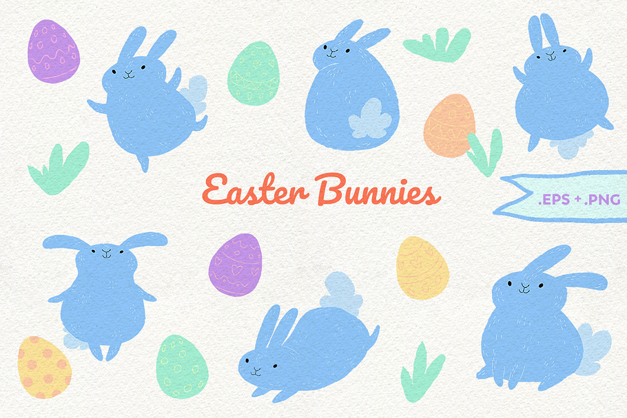 Easter bunnies and eggs in Illustrations - product preview 8