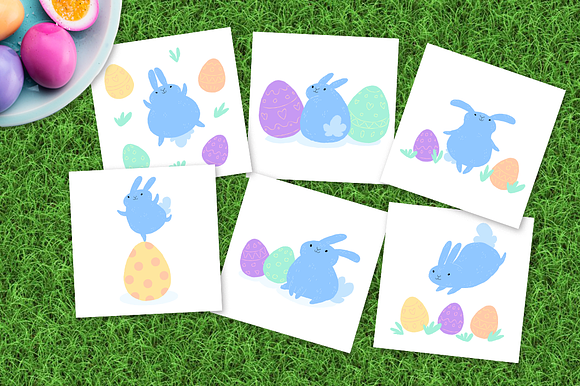 Easter bunnies and eggs in Illustrations - product preview 1