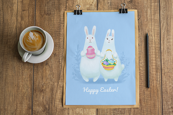 Adorable Easter bunny couple in Illustrations - product preview 2