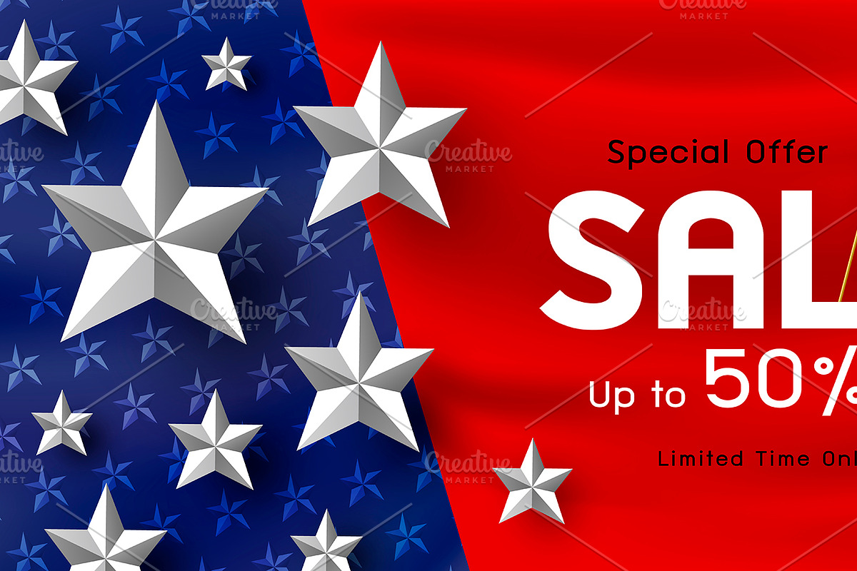 America holiday sale banner backgrou in Illustrations - product preview 8