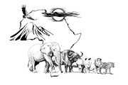Big african five animal on Africa ma