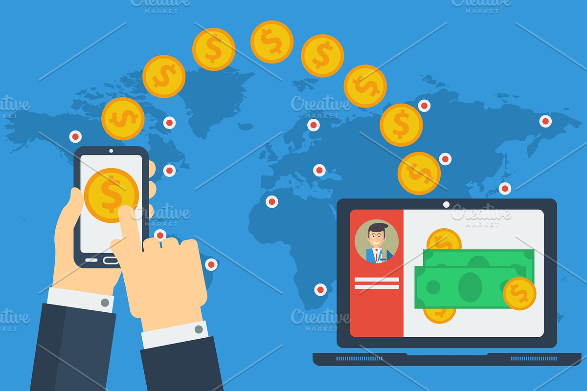Concept of worldwide money transfer in Illustrations - product preview 8